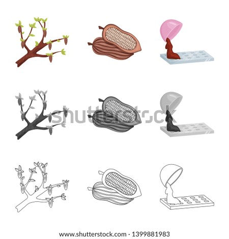 Vector illustration of food and yummy logo. Set of food and brown   stock symbol for web.