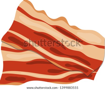 Bacon, two realistic pieces of bacon. Vector illustration of bacon.