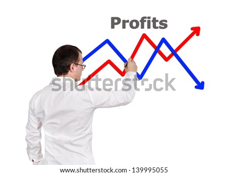man drawing chart on white background