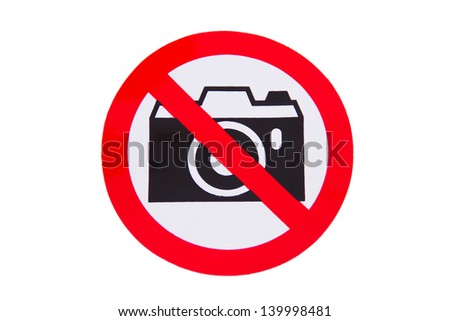 No photography allowed on white background