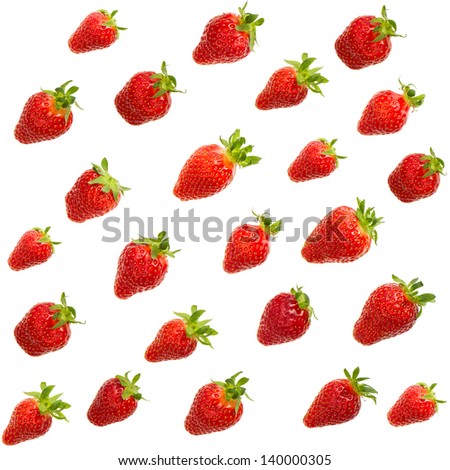 seamless pattern of red strawberries over white background