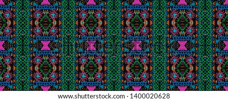 Ethnic endless print. Aztec ornament. Mosaic pattern. Kaleidoscope seamless background. Tribal stripes texture. Ikat pattern.