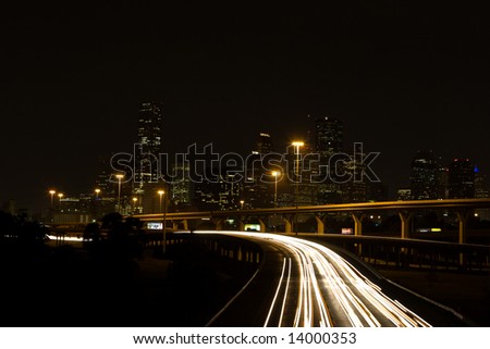 Interstate Highways and Downtown Houston at Night