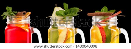 Lemonades on a black background. A refreshing drinks. Isolated. Banner