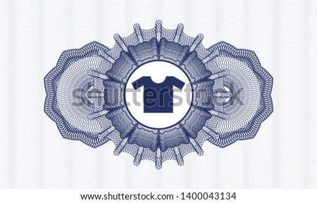 Blue passport rosette with shirt icon inside