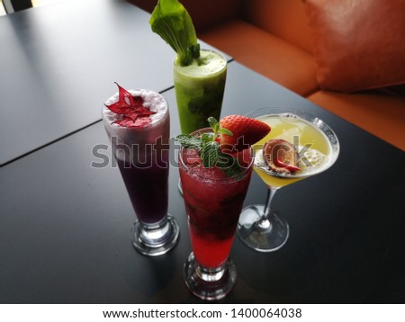 A variety of fresh Asian cocktails and Drinks