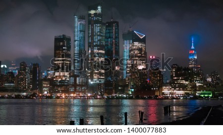 Shot of New York City night life from the view in New Jersey