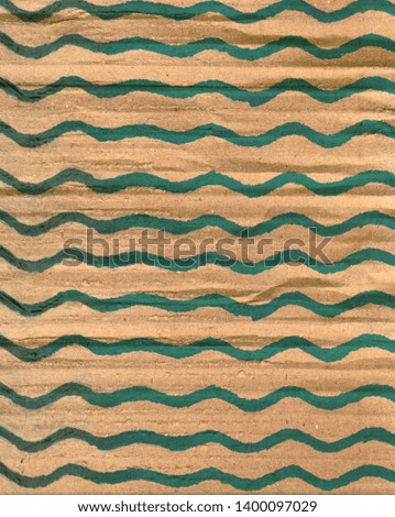 Natural craft paper background with color strips and lines. Grunge corrugated cardboard with ragged edge.