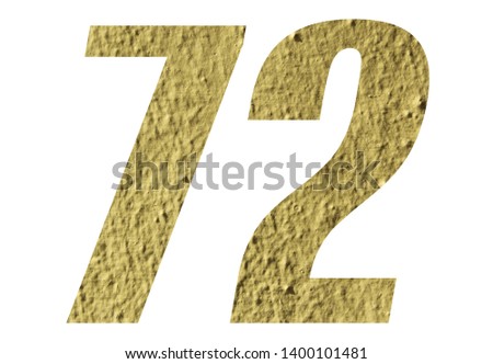 Number 72 with yellow wall textured on white background