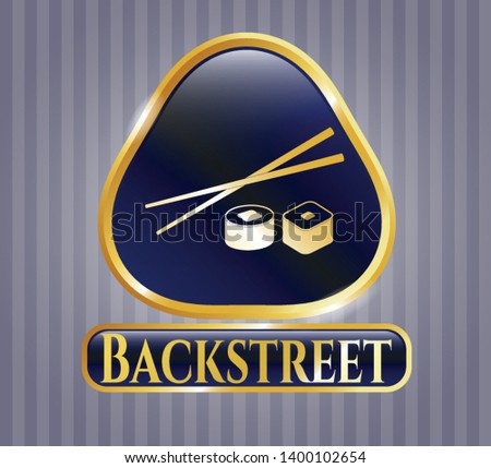  Gold badge with sushi icon and Backstreet text inside