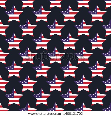 Seamless Independence day vector pattern on white background. Simple stars with USA flag. 4th of July poster. Perfect for wallpaper or fabric. 