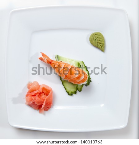 Sushi on plate isolated on white