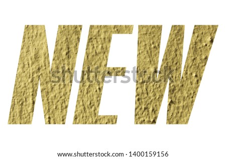 NEW word with yellow wall textured on white background