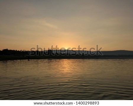 A landscape sunset picture at the Sea Of Galilee.
