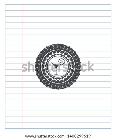 cocktail glass icon emblem draw with pencil effect. Vector Illustration. Detailed.