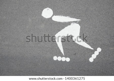 symbol of roller skating on the asphalt