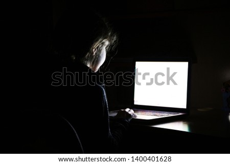 The Passion of using computers and internet increasing at an early age. Beware of the dangers in the virtual environment Royalty-Free Stock Photo #1400401628