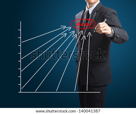 Business man drawing success chart