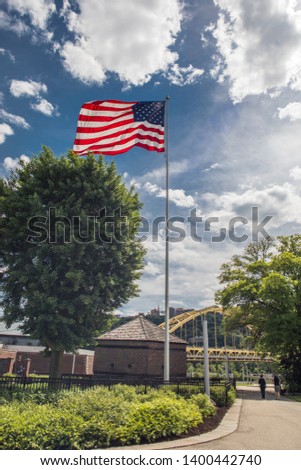 American Flag in Downtown Pittsburgh