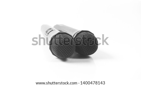 Cordless microphone. Black and white. Concept of singing and public speaking.