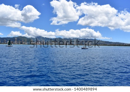 Hawaiian seascape and blue sky