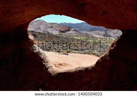 View Through Rock of Red Rock Canyon State Park, CA