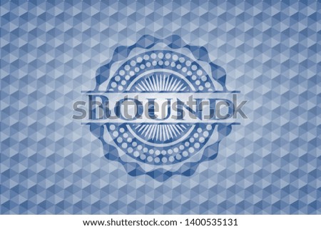 Bound blue emblem or badge with geometric pattern background. Vector Illustration. Detailed.