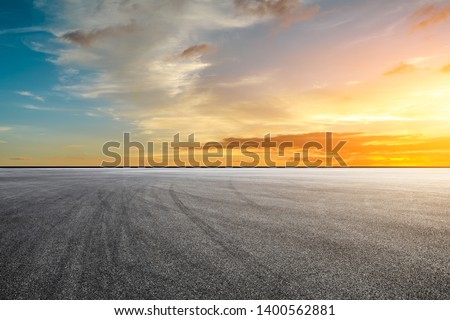 Empty race track and sky nature landscape at sunrise
