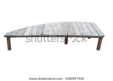 Wooden bench isolated on white background.With clipping path.