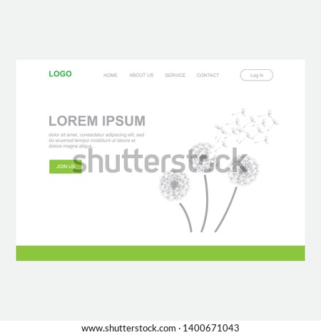 dandelions, white and green landing page template