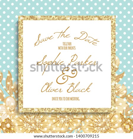 Wedding invitation card suite with flowers. Template. Vector Illustration