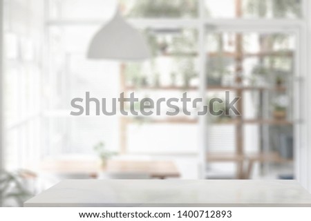Marble counter table top in living room background. Royalty-Free Stock Photo #1400712893