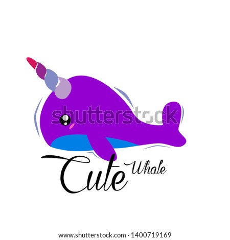 whale with smile face cute design illustration for kid t-shirt