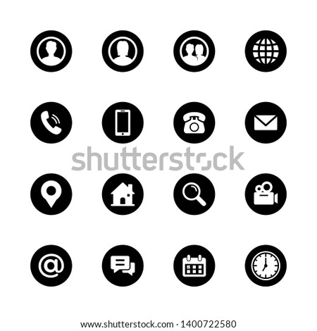 Web icon vector set, black and white solid isolated on circle, high quality symbols or icons