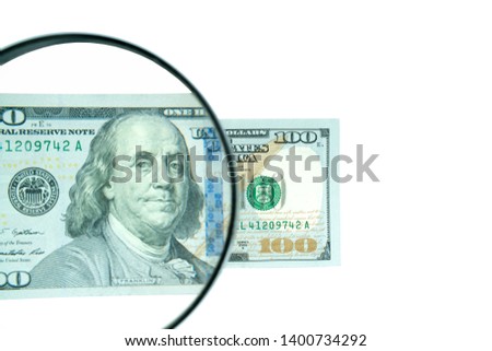 dollars, banknotes on white background. Top view. new bills