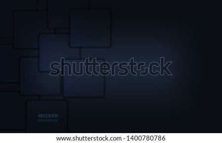 Abstract dark blue background with overlapping squares.Vector material background. Modern background design.