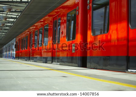 European metro transit vehicle in motion