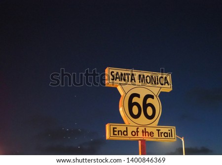 Route 66, Santa Monica, End Of The Trail Sign In California