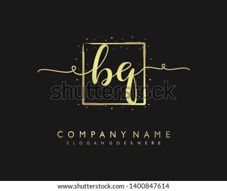 initials letter BQ handwriting logo vector template