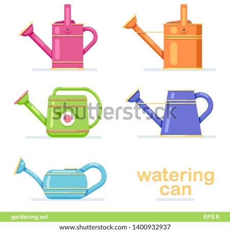 watering can set different colored flat design