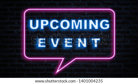 Neon business event on wall background.