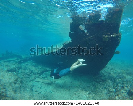 Snorkelling the wreck of the Gamma Royalty-Free Stock Photo #1401021548
