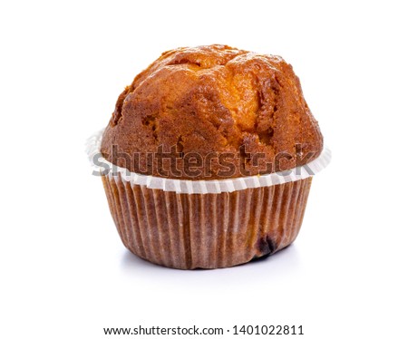 Muffin sweet bakery on white background isolation