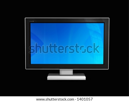 Front view of plasma or LCD TV- 3d rendered on black background