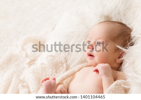Newborn Baby Portrait, Beautiful New Born Kid two weeks old Royalty-Free Stock Photo #1401104465