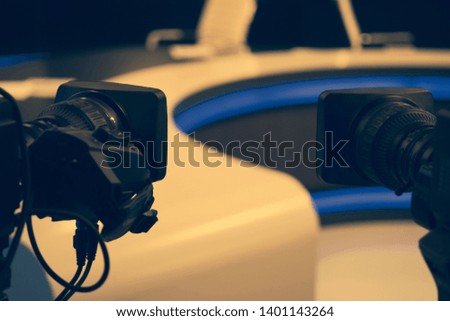 Television cameras in TV studio.