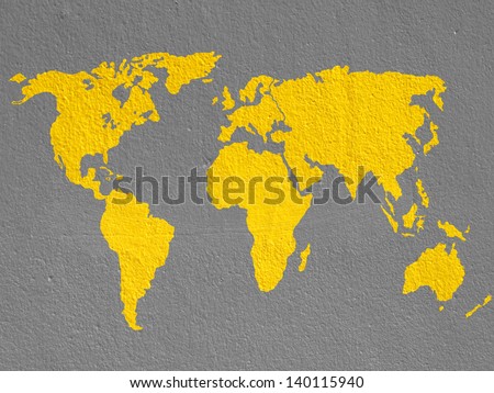 world map on brown cement wall