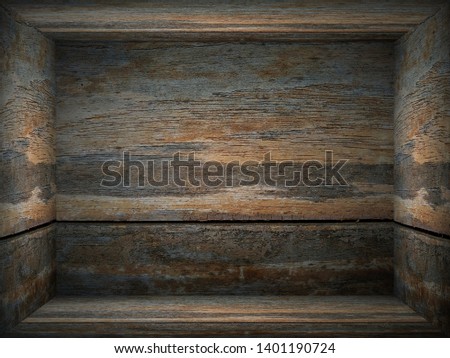 Texture dark floor with wood wall. Gray and black background. Studio background with wooden wall. Empty room with dark color. Elegant and beautiful studio background.