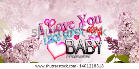 "I love you " message on a pink background surrounded by roses. valentine day gift - Image