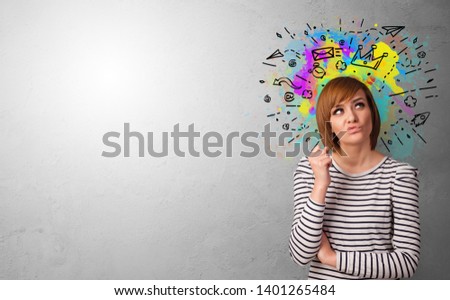 Business person with colorful splash above the head